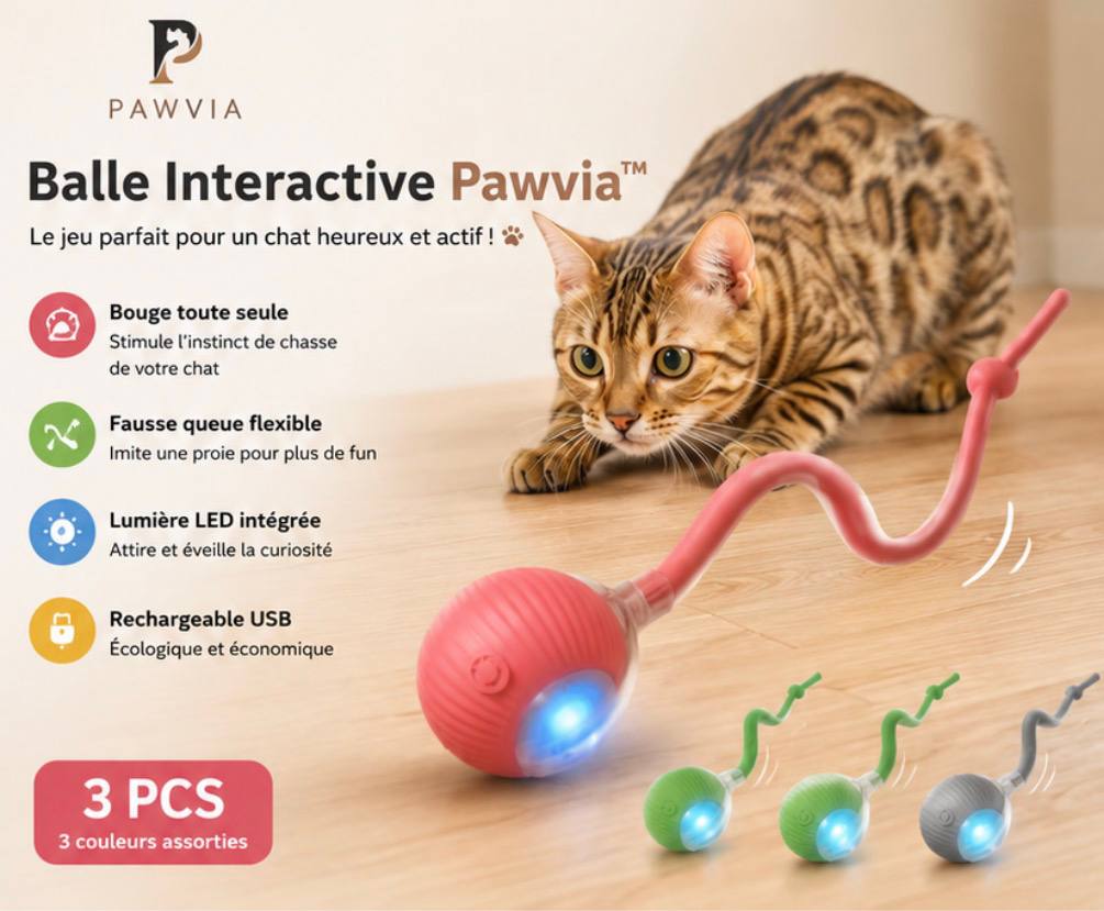 Balle Interactive Pawvia™ | Jouet Intelligent Rechargeable pour Chat