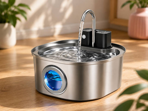 fontaine à eau sans fil 3 litres acier inoxydable pour animaux de compagnie